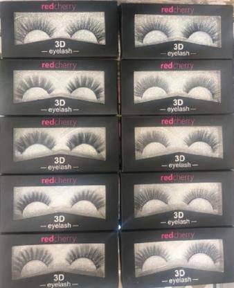 VACULACE Black Natural 3D Thick Long Eye-Lashes (Pack of 10 PC)