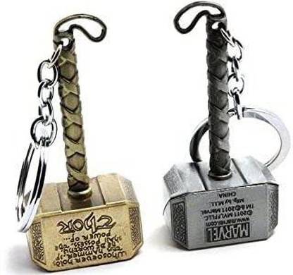 Tagnation Mjolnir/StormBreaker Thor Hammer Gold & Silver Keychain|Keyring Key Chain