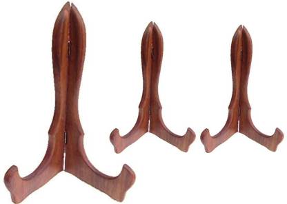 BROWNELL Wooden Plate Stand Shield Holder Platter Stand (1 Pc 8 inch & 2 Pc 6 Inch) Decorative Showpiece  -  3 cm