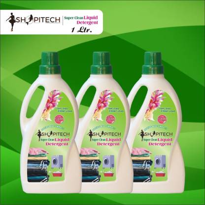 SHOPITECH Pack Of 3 Super Clean Liquid Detergent, Suitable for top load detergent and front load liquid detergent, Wash Detergent for Machine and Hand Wash - 3 Liter Fresh Liquid Detergent (3000 ml) Fresh