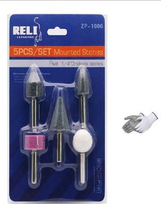 HU CREATIONS 5PCS Wool Felt Mounted Polishing Buffing Wheel set Ceramic grinding head Nail Drill Bits For Rotary Tools Rotary Tool Rotary Tool