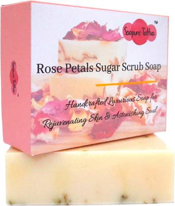 Soapure Tattva Rose Petals Sugar Scrub Handmade Natural Soap with Natural Adding Sugar (Pack of 1)