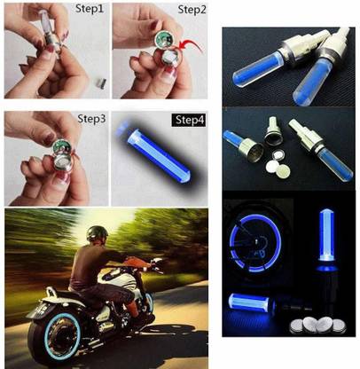 Musazii ed Tyre Light Tube shape 4 pcs for all Bikes and two wheelers Mirror Light Car, Motorbike, Truck LED (12 V, 2 W)