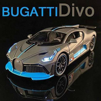 Bonobos 1:32 Scale DieCast Metal Model Bugatti Divo Pull Back Car Toy with Light & Sound, Openable Hood, Trunk and Doors Best Gift for Boys and Girls Above 3 Years