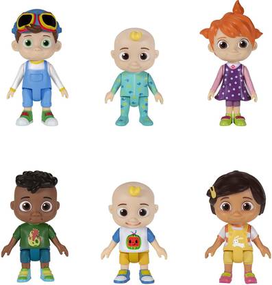TinyTales CoComelon Official Friends & Family, 6 Figure Pack - Character Toys - Features Two Baby JJ Figures (Tee and Onesie), Tomtom, YoYo, Cody, and Nina - Toys for Babies and Toddlers
