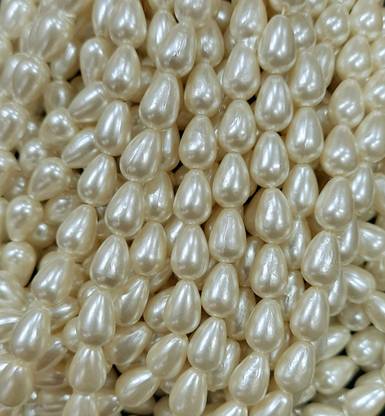 The Unique ® 10mm Drop Shape Off White Colour Moti Pearl Beads for Craft, Decoration, Jewellery Making, DIY Kit, Aari / Maggam Embroidery Toran Work Pack of 245pcs