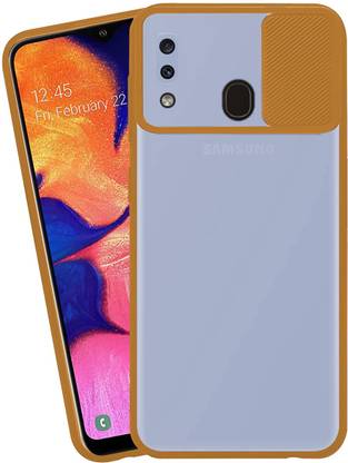 VONZEE Back Cover for Samsung A20 Camera Protection, Slide Case Camera Lens Protector Matte Translucent & Case