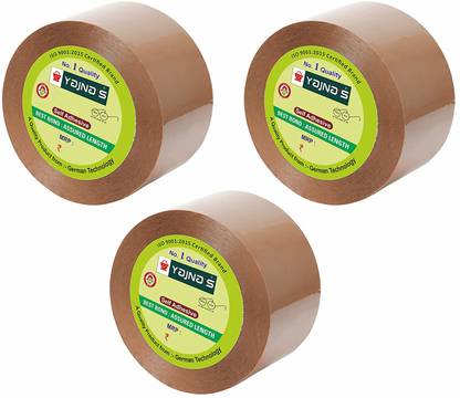 YAJNAS 3 Inch 100 Meters, Pack of 3, 50 Microns Brown BOPP Tape Self Adhesive High-Strength Packing Tape Rolls, Packaging Tape | Brown Cello Tape For Home| e commerce Industrial Tape For Office use And Box Packing Manual Dispenser Brown Cello Tape (Manual)