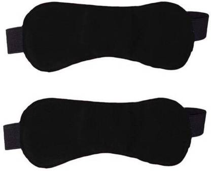 ASKOVID 2Pc Blind fold Double Strap Black-Sleeping Travelling Light Block Mask Eye Shade (Black)