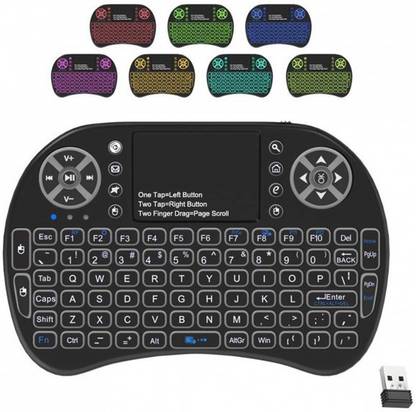 MM ENTERPRISE MM Mini Keyboard Touchpad Mouse, Mini Wireless Keyboard with Touchpad and Multimedia Keys for Android TV Box Smart TV HTPC PS3 Smart Phone Tablet Mac Linux Windows OS Wireless Gaming Keyboard (Black) Wireless Handheld Gaming Keyboard Compatible with Desktop, Laptop, Mac