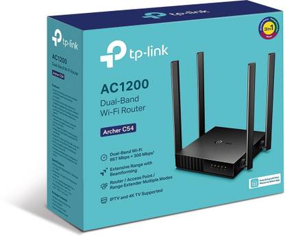 TP-Link ARCHER C54 DUAL BAND ROUTER Wireless Router 5 GHz 867 Mbps Wifi Speed Dual Band External Antenna NA