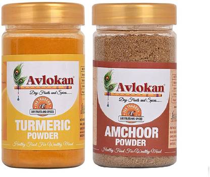 Avlokan Natural Turmeric (Haldi) Powder & Amchur Powder | Makes Any Dish Special Aromatic & Flavourful Pack of 2