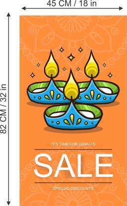 Color Crafts 30.48 cm Diwali Sale Sign Poster Sticker Good Design Self Adhesive Sticker