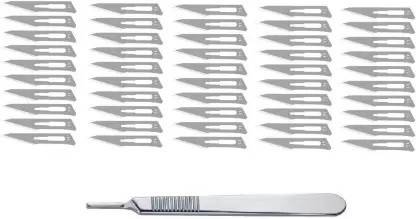 Agarwals Carbon Steel Surgical Scalpel Blades 50 Pcs With 1 Handle Surgical Scalpel