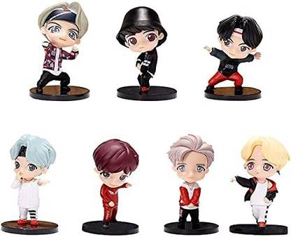 Tinion BTS Miniature Dolls Set of 7 (Tiny tan Figures Set) | Package of 7| Height – 7 cm| (BTS bt21 Toy Action Figures for Car Dashboard, Decoration, Cake, Office Desk & Study Table) -1