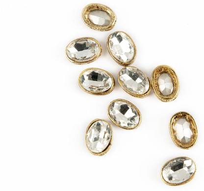 Mohan Shoppe Silver Color Oval Shape Center Glass Stone with Golden Frame