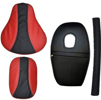AHL BULLET Stylish Design Seat Cover with Tank Cover + Back Rest Foam Combo Set for 350/500cc (Red with Black) Split Bike Seat Cover For Royal Enfield Classic 350, Classic 500