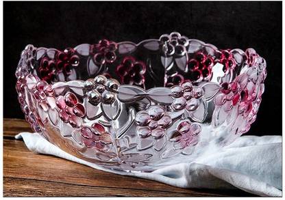 Elegant Glass Decorative Bowl Crystal Glass Fruit Bowl for The Counters, Fruit Basket Stand Vegetables Serving Bowl Large Decorative for Kitchen, Reception, Dining Table