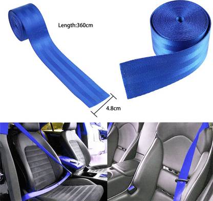 Auto MT Car 3.6M Seat Belt Webbing Polyester Seat Lap Retractable Nylon Safety Strap (Blue) Car Seat Belt