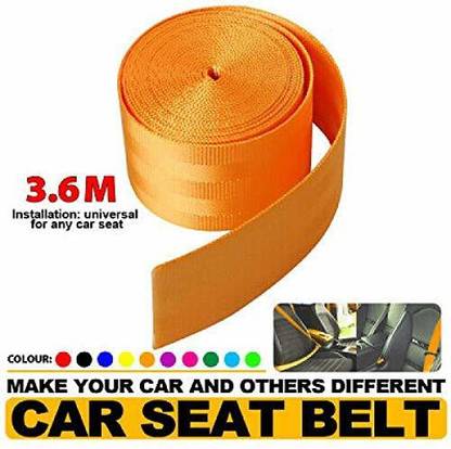 Auto MT Car 3.6M Seat Belt Webbing Polyester Seat Lap Retractable Nylon Safety Strap (Yellow) Car Seat Belt