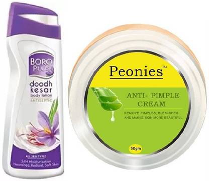 BOROPLUS Doodh Kesar Body Lotion 300ml & Anti-Pimple Cream 50g