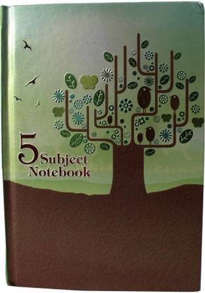 VINAL Notebook l Cardboard Cover l Hard Bound 450 Pages (Size : 24 x 18 cm) l 5 Subject Notebook ( Tree Design ) Regular Note Book Single Line 450 Pages