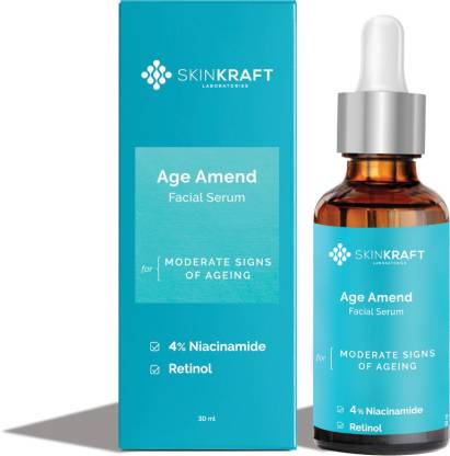 Skinkraft Age Amend Facial Serum -For All Skin Types - Rich in Antioxidants - Minimizes Fine Lines - Facial Serum For Moderate Signs Of Ageing - Nourishes Skin & Reduces Signs Of Ageing - Dermatologist Approved - 30ml