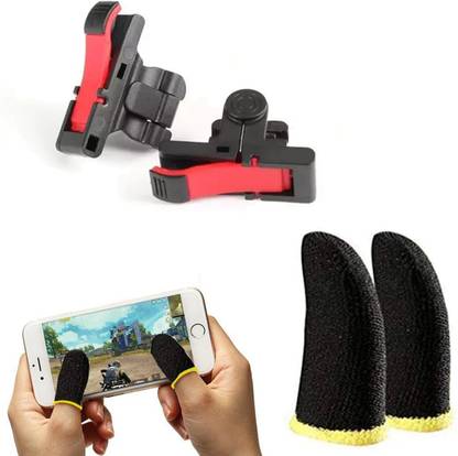 WILDBRAIN Combo pack of touch smoothly run finger sleeve cap and fastest firing sensored Trigger for sweat breathable full touch screen to Mobile pubg/Call off duty/free fire game trigger battle royal sensitive shoot and aim supports & Suitable for all types android and IOS Mobile -2 pair  Gaming Accessory Kit