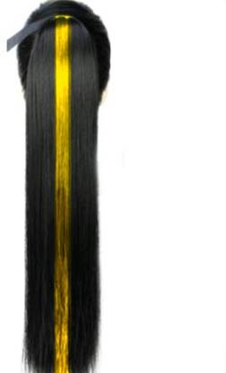 Rizi Natural look hair with yellow high lighter thread wrap around ponytail Hair Extension