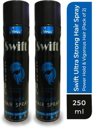 Simco Swift Ultra Strong Power Hair Spray (Combo Pack of 2, 250ml each) | No Flacking, No Stickiness, Strong Hold | Best Hair Spray for Men & Women Hair Spray