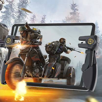 Ebug PUBG Controller forTablet 4 Modes Auto High Frequency Click Fast Shooting Trigger Game Grip, Four Triggers [Six Finger Operation], Support 10-12.9 inch iPad & Tablet (Thickness < 10mm)…  Joystick