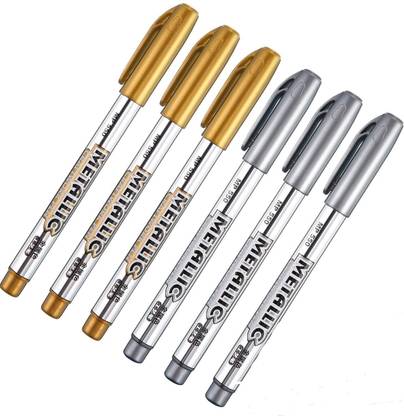 FRKB 3pc Gold & 3pc Silver Metallic Permanent Pens
