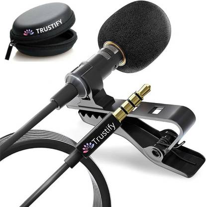 Trustify Lavalier Lapel Microphone Omnidirectional Condenser Mic for iPhone Android & Windows Smartphones, YouTube, Interview, Studio, Zoom Video Recording with Noise Cancelling Feature Microphone