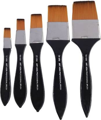 art asia Synthetic Wash Brushes Set of 5 for Acrylic, Watercolor & Gouache Painting