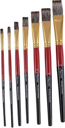 ARORA Triple Color Synthetic Flat Tip Paint Brush Set, 7 Pieces