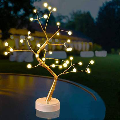 AKKI CREATION Lighted Tree Table Top LED Shimmer Tree Light Battery & USB Powered Touch Switch Lit Pearl Branch Lights for Holiday Home Decorative Night Light for Living Room Xmax Gifts Study Lamp
