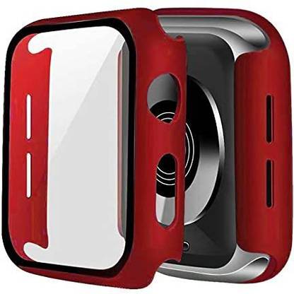 KAZUKI Front and Back Tempered Glass for Premium Watch Case Cover Compatible with Apple Watch Series 1 | Series 2 | Series 3 (38mm) | Shockproof Hard Case | Build-in Tempered Glass Screen Protector (Wine Red)
