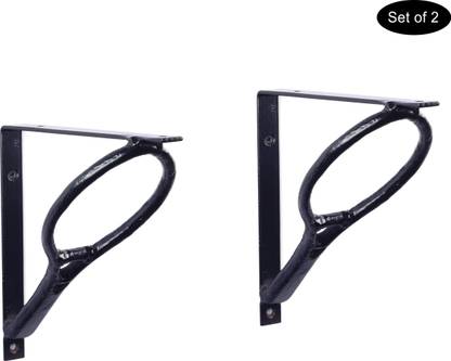 METAL ROOTS Wall Mounting Heavy Duty L-Shape Sports Theme Shelf Brackets for Home Garden Store Garage, Set of 2 (Black) 19 cm x 10 cm Shelf Bracket