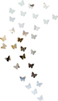 KITTY DIVINE 45 cm 40 Butterfly Black colour wall mirrors|acrylic stickers|882 Self Adhesive Sticker