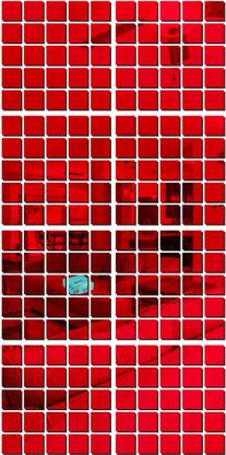 Sticker Daddy 50 cm 200 Square Red wall mirrors|acrylic stickers|mirrors.709 Self Adhesive Sticker