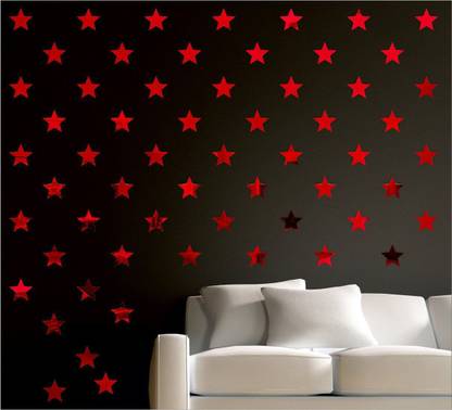 YIQZNK 50 cm 100 Star 5 Side Red wall mirrors|acrylic stickers|mirrors.848 Self Adhesive Sticker