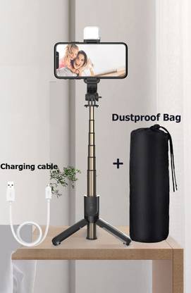 BUFONA New Bluetooth Selfie Stick Tripod With attached Beauty Fill Light +Dustproof Bag +Wireless Bluetooth Detachable Remote control, 360°Rotation, Selfie Stick And Stand R1S With Flash Light And Remote Control Selfie Stick Extendable Stick Mini Tripod With Detachable Remote For Smart Selfie Phone Holder Camera Flash Brackets Best Use For Make Videos Compatible With Mobiles Video Stand In Gimbal Stabilizer, |In Mobile Holder For Hand| Stand For Online Classes Selfie Sticks & Monopods Tripod, Monopod, Monopod Kit, Tripod Ball Head, Tripod Bracket, Tripod Clamp, Tripod Kit