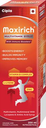 Cipla Maxirich Multivitamin Syrup | Boosts Immunity| Powerhouse of Vitamins & Minerals