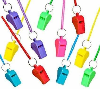 nawani Colorful Whistle Nylon Treaded Party Favors, Bulk Toys,Pack of 12 - Multi Color Dog Whistle