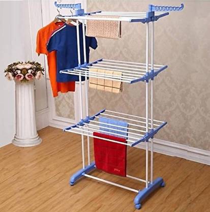 Best 4U Steel Floor Cloth Dryer Stand Premium Quality 3 layer Clothes Rack Hanger