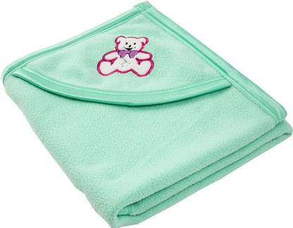 BABY ZONE Solid Single Hooded Baby Blanket for AC Room
