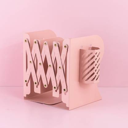 oddpod Powder Pink Adjustable Book Shelf XO with Pen Holder & Iron Book End