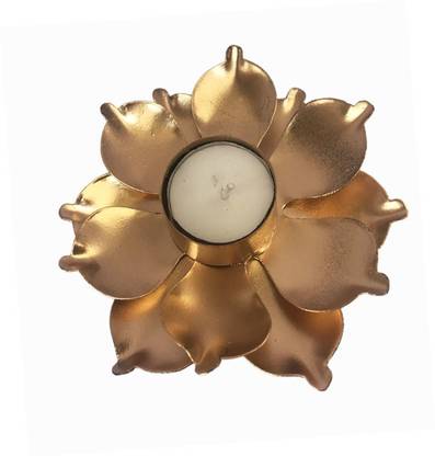 GadinFashion Home décor - Tealight Candle Holder in Flower Shape Color-Gold, Pack_01 Iron Tealight Holder