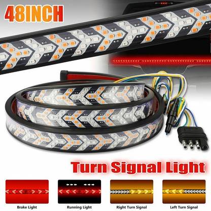 पीचुनिया Universal LED Arrow 60 Inch 528LED Truck Tailgate Light Bar Strip RED Brake Sequential Amber Turn Signal Strobe Lights कार फैंसी लाइट्स