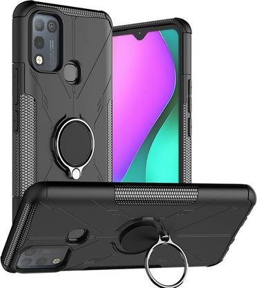 Lustree Back Cover for Infinix Smart 5 Hybrid Armor Back Cover Case with Ring Stand